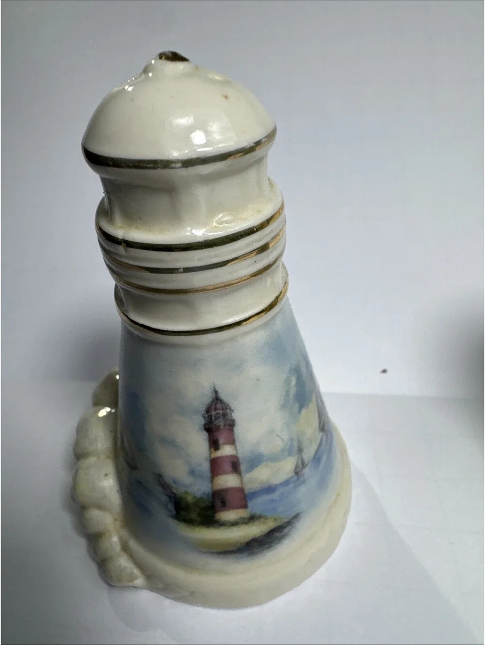 Giftco Lighthouse Shaped Ceramic Salt & Pepper Shaker Set Sailboat Nautical